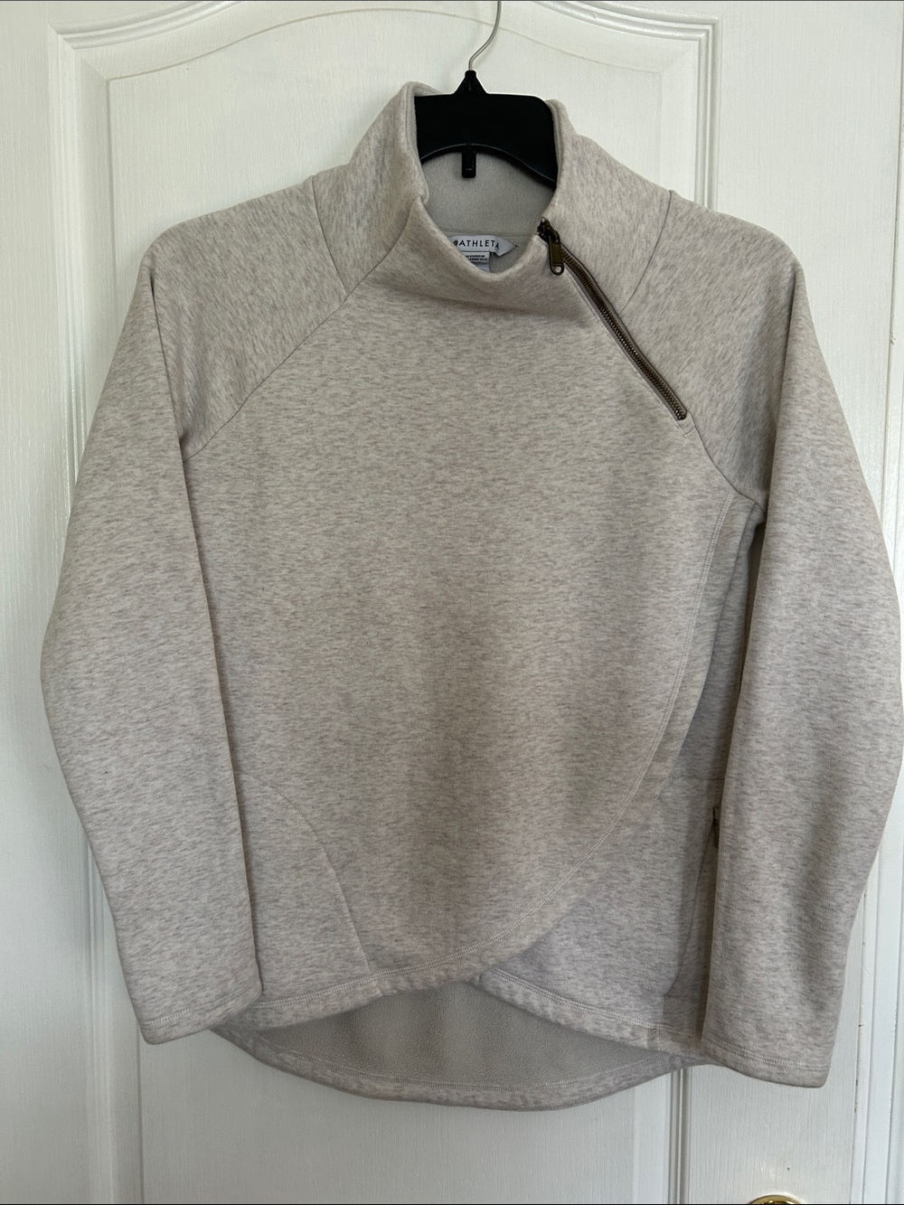 Athleta Cozy Karma Asym Pullover Heather Beige Size Small